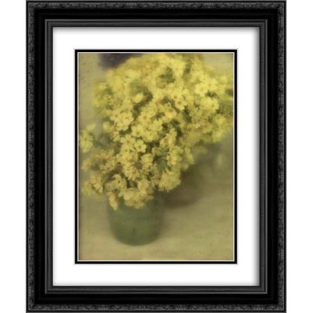 Heinrich Kuhn 2x Matted 20x24 Black Ornate Framed Art Print 'Stilleben mit Blumen'