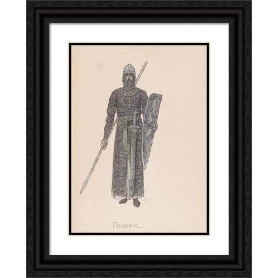 Heinrich Lefler 18x24 Black Ornate Framed Double Matted Museum Art Print Titled: Parsifal (1914)