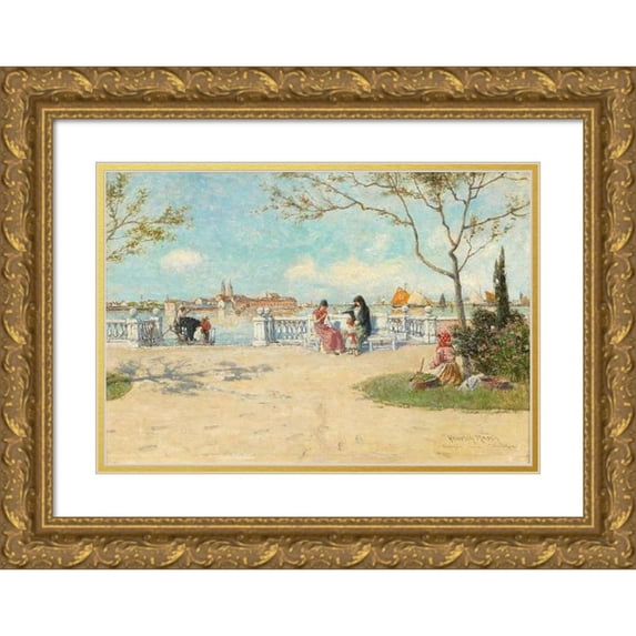Heinrich Rasch 18x14 Gold Ornate Wood Frame and Double Matted Museum Art Print Titled - Venetian Scene