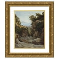 thumbnail image 1 of Heinrich Reinhold 12x14 Gold Ornate Wood Frame and Double Matted Museum Art Print Titled - Italian Landscape (1821-24), 1 of 4