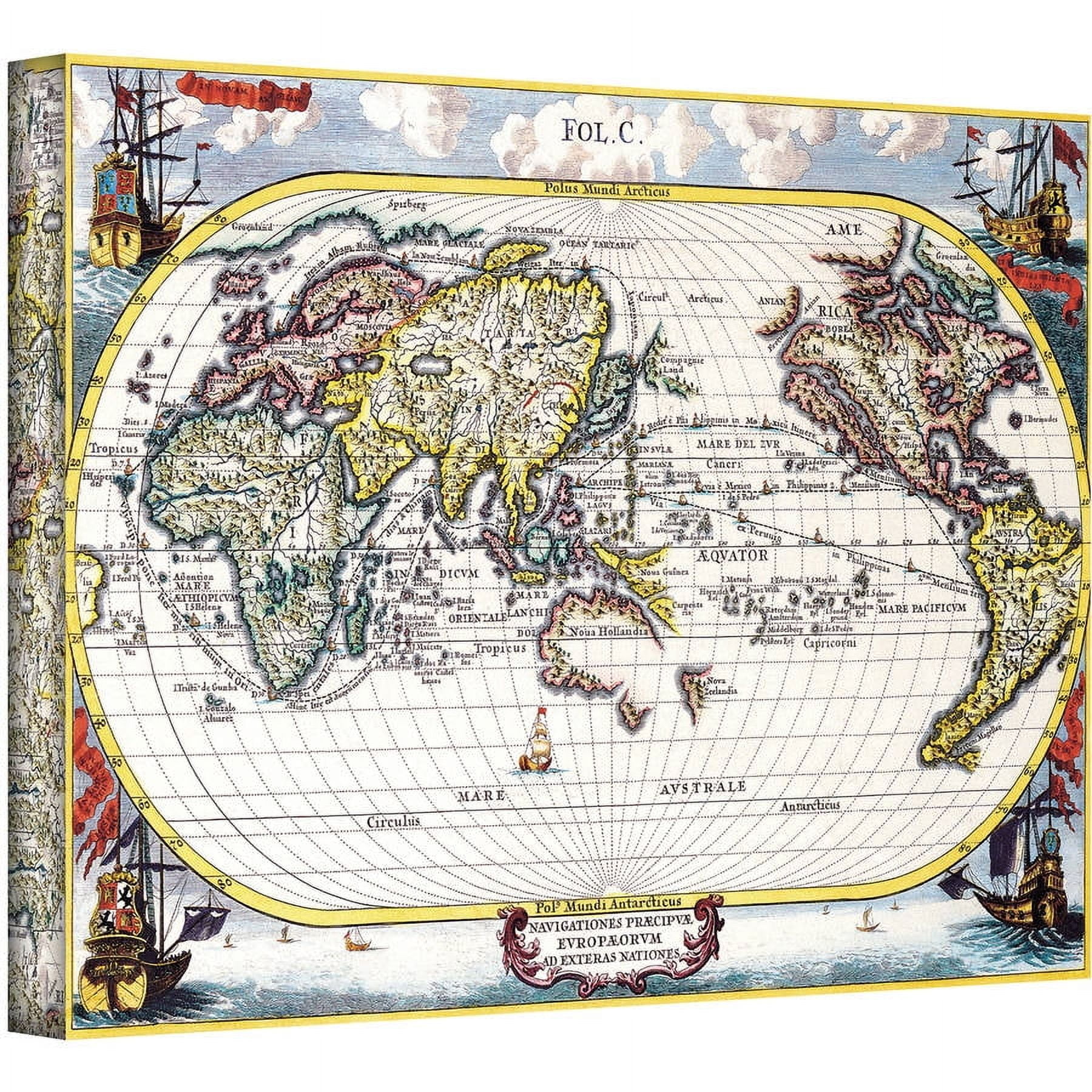 Heinrich Shcerer "Map Of The World" Gallery-Wrapped Canvas