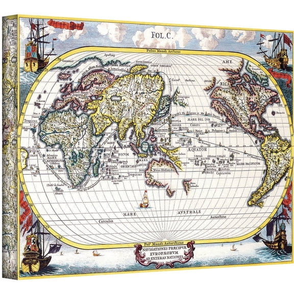 Heinrich Shcerer "Map Of The World" Gallery-Wrapped Canvas