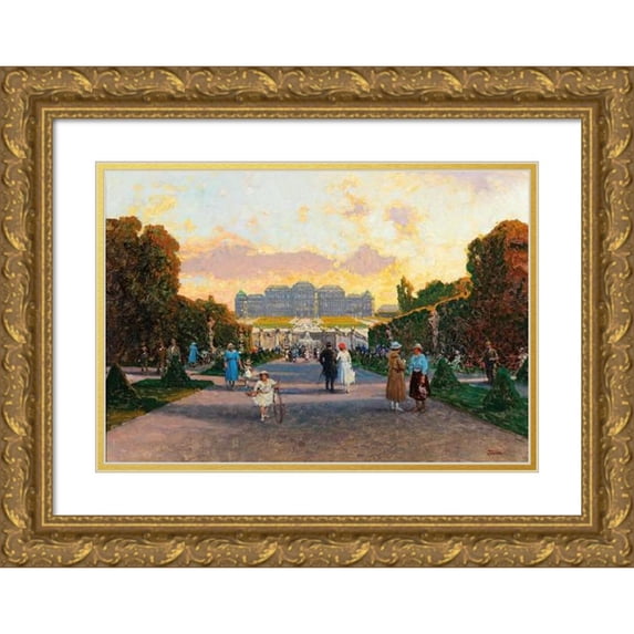 Heinrich Tomec 18x14 Gold Ornate Wood Frame and Double Matted Museum Art Print Titled - Belvedere