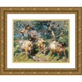 thumbnail image 1 of Heinrich Von Zügel 14x11 Gold Ornate Wood Frame and Double Matted Museum Art Print Titled - Shepherd with Goats on the Way to the Water (1913), 1 of 4