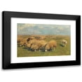 thumbnail image 1 of Heinrich Von Zügel 24x17 Black Modern Framed Museum Art Print Titled - Block of Sheep with Herding Dog in the Pasture (Approx. 1911), 1 of 5