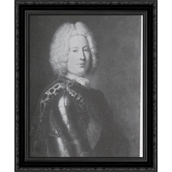 Heinrich von Podewils, Prussian statesman 20x20 Black Ornate Wood Framed Canvas Art by Pesne, Antoine