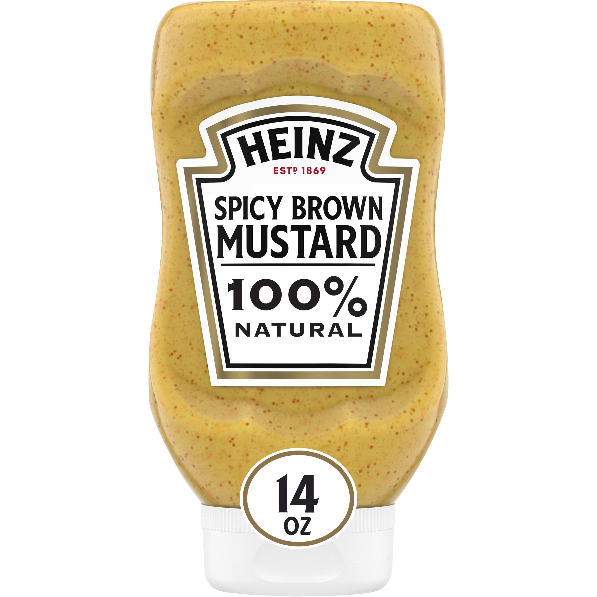 Heinz 100 Natural Spicy Brown Mustard, 14 oz Bottle