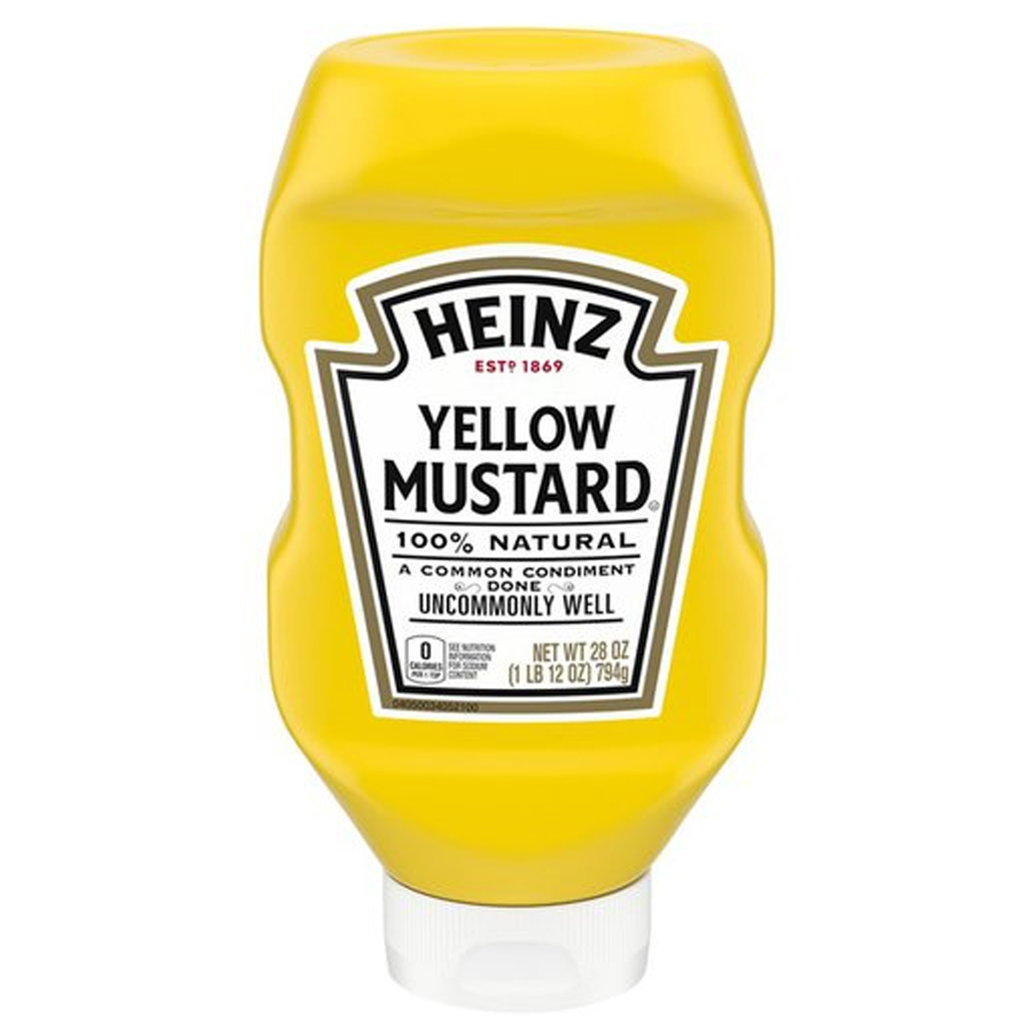 Heinz 100 Natural Yellow Mustard, 28 fl oz Bottle