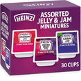 thumbnail image 1 of Heinz Assorted Jellies 30 Pack – Strawberry Jam, Grape Jelly & Mixed Fruit Jelly Cups, 0.5 oz Each – Single Serve Mini Jam Portions for Breakfast, Hotels, Restaurants, Lunch Boxes, 1 of 8