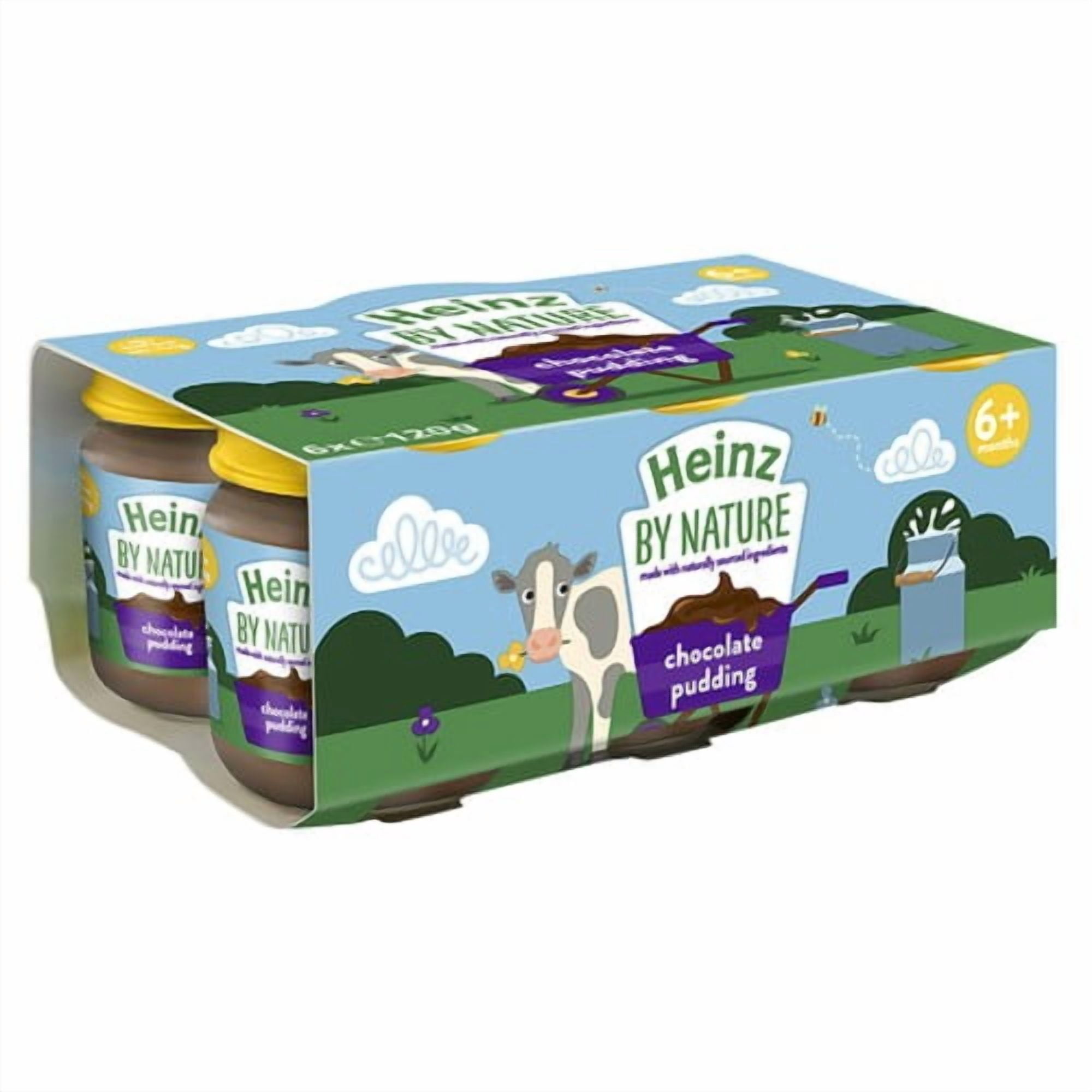 Heinz By Nature Chocolate Pudding Baby Food Jar 6+ Months, 6 x 120g, British Import (Pack of 2)