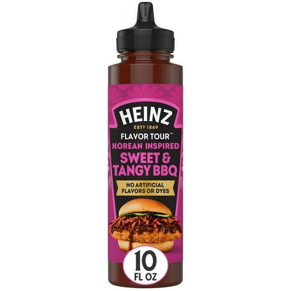 Heinz Flavor Tour Korean Inspired Sweet & Tangy BBQ Sauce, 10 fl oz Bottle -Pack of 4