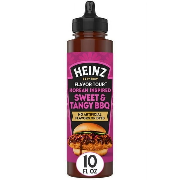 Heinz Flavor Tour Korean Inspired Sweet & Tangy BBQ Sauce, 10 fl oz Bottle -Pack of 2