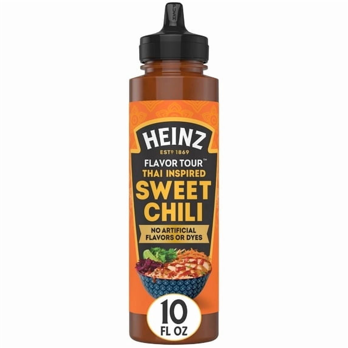 Heinz Flavor Tour Thai Inspired Sweet Chili Sauce, 10 fl oz Bottle, Contains: Sesame, Wheat, Soy, Casein Free - 4 Pack