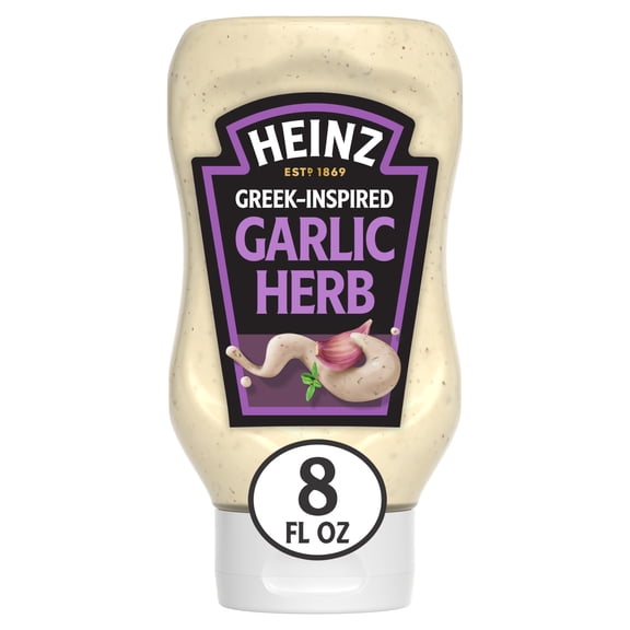 Heinz Dipping Sauce, 1 Bottle, for Elevating Everyday Meals, Greek-Inspired Garlic Herb, No Artificial Dyes, 8 fl oz