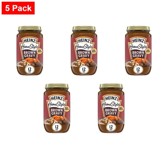 Heinz HomeStyle Brown Gravy, Jar 12 oz - 5 Pack