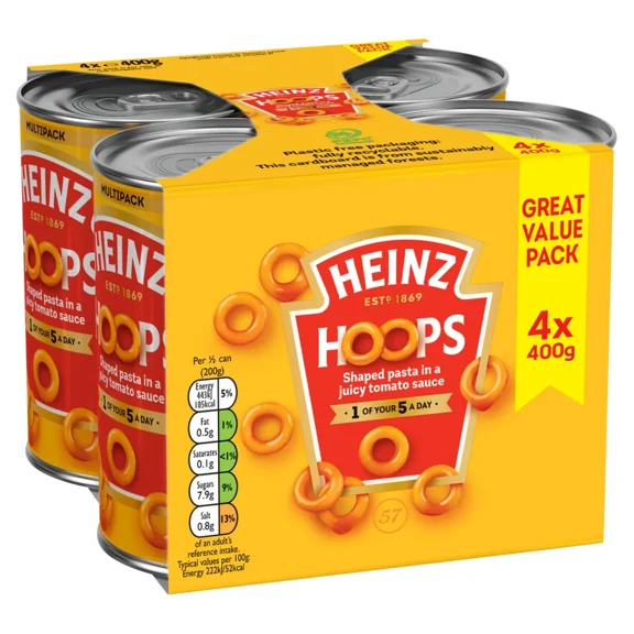 Heinz Spaghetti Hoops - 4 x 400g - British Tinned Spaghetti