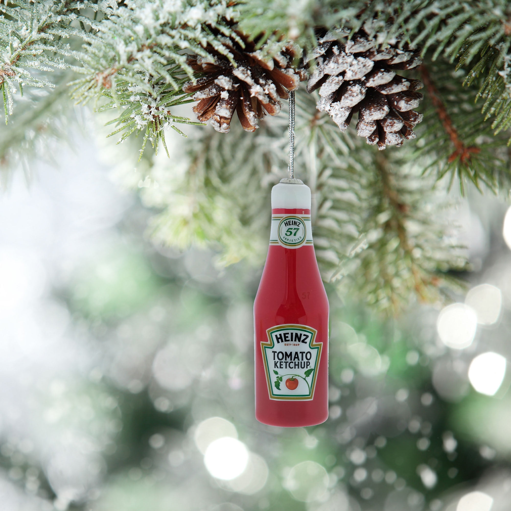 Heinz Ketchup Christmas Ornament, 4 inches Tall, Plastic, red