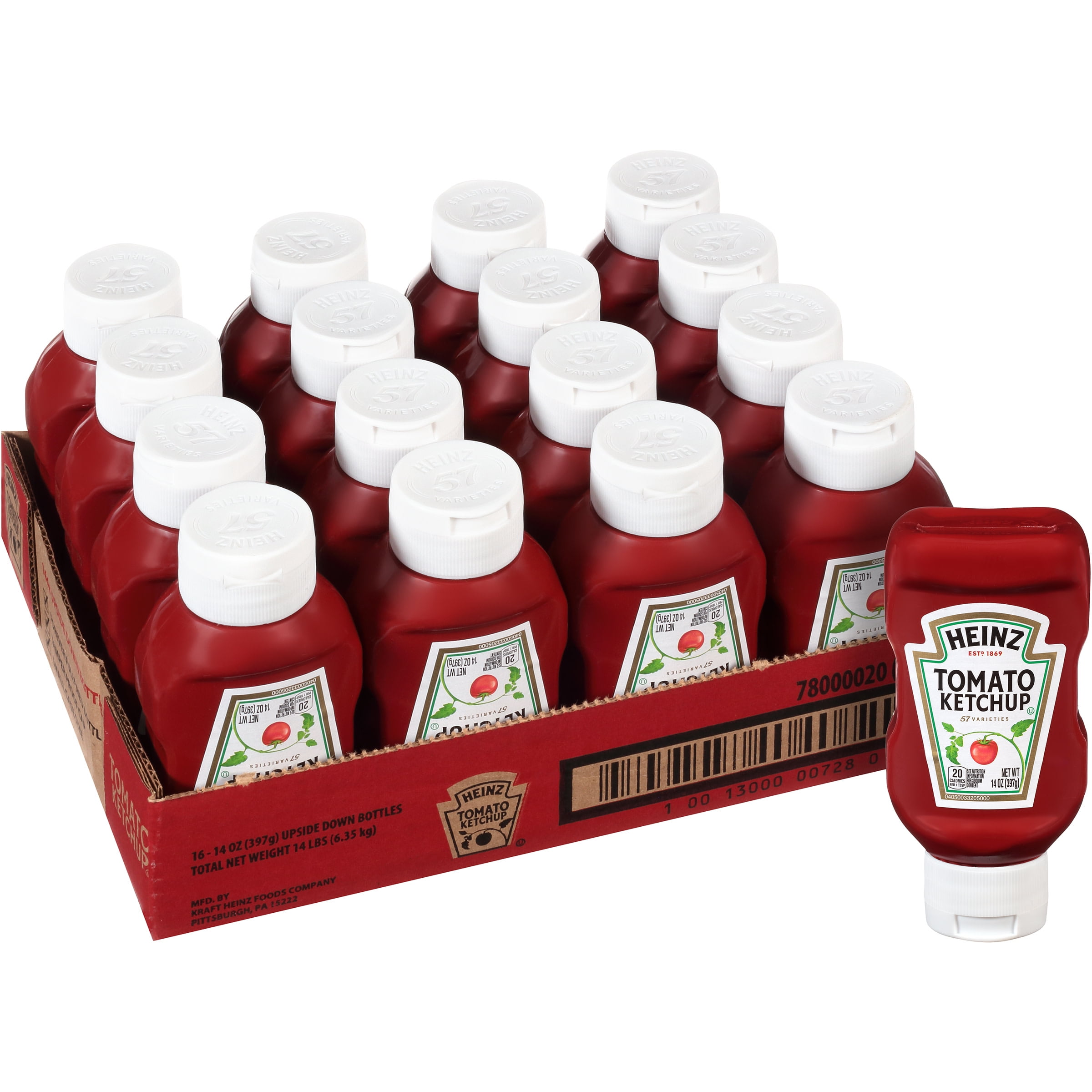 Heinz Ketchup Forever Full Inverted Bottles, 14 oz., 16 per