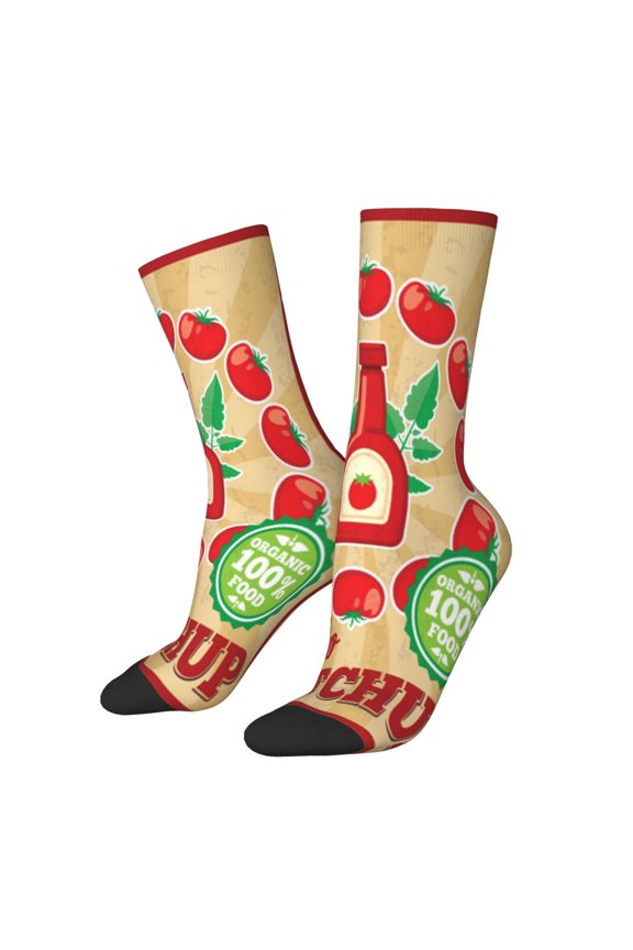 Heinz Ketchup Funny Cool Athletic Sport Novelty Socks Casual Dress Crew Socks For Women Men