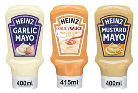 Heinz Mayo Variety 3 Pack, Garlic, Saucy Sauce, Mustard, 400ml-415ml