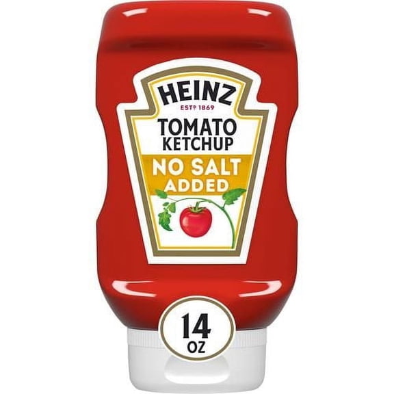 Heinz Tomato Ketchup With No Salt Added, 14 Oz Bottle - Pack of 2