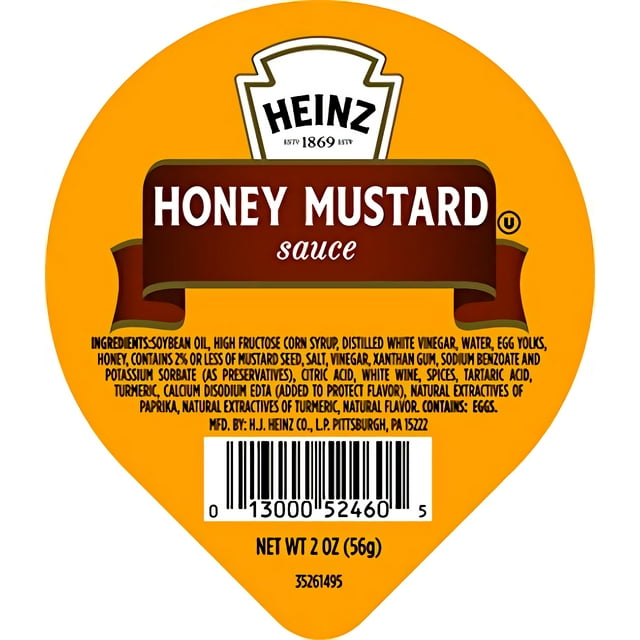 Heinz Honey Mustard Single Serve Dipping Sauce (60 ct Pack, 2 oz Dipping Cups)