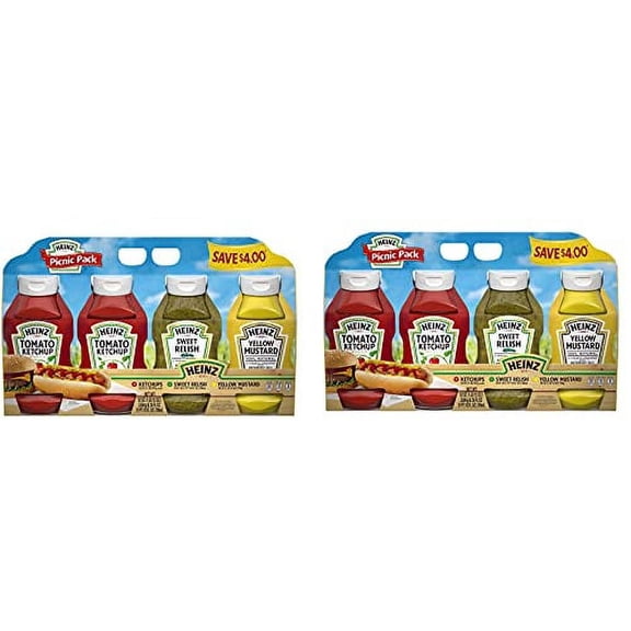 Heinz Picnic, Heinz Variety Condiment Relish, Ketchup, Mustard Picnic Pack - 4 Ct.(2 Pack)
