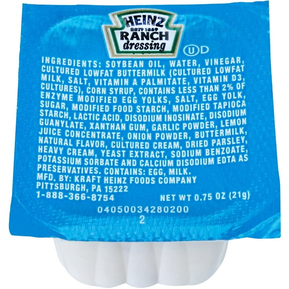 Heinz Ranch Dressing (0.75Oz Packets, Pack Of 100)