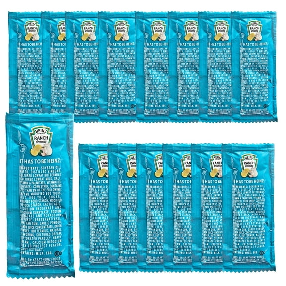 Heinz Ranch Dressing Portion Packets, 1.5 oz Each (15 Count) Creamy Buttermilk Flavor for Salads & Dips