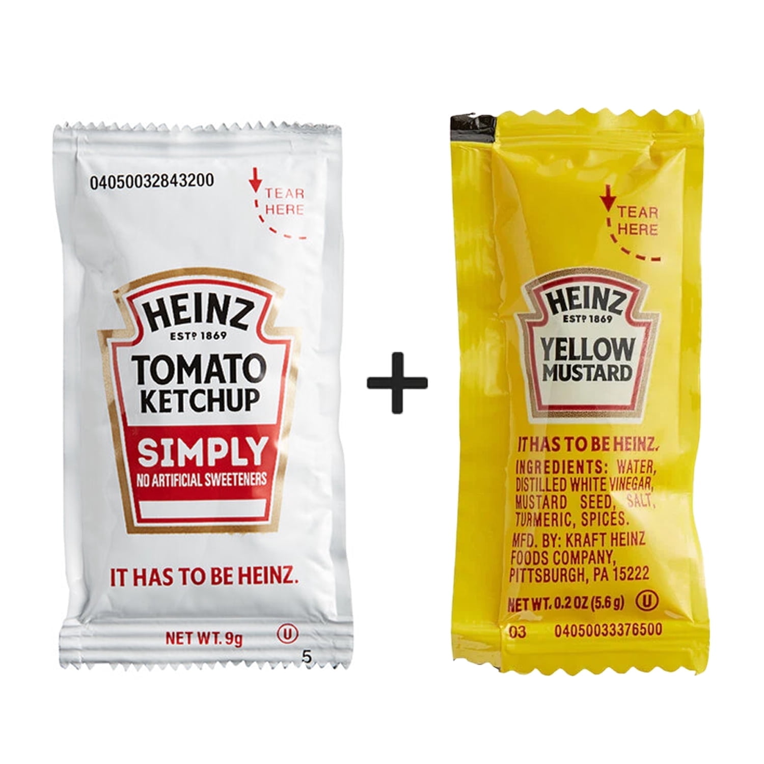 Heinz Simply Tomato Ketchup + Yellow Mustard Single Serve Packets l ...