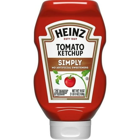 Heinz Simply Tomato Ketchup with No Artificial Sweeteners 19 oz Bottle (Pack of 4)