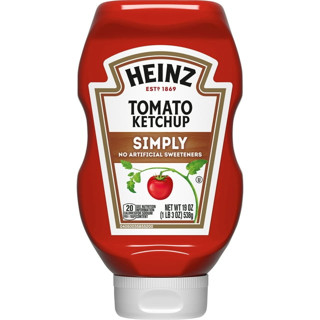 Heinz Simply Tomato Ketchup with No Artificial Sweeteners, 19 oz Bottle