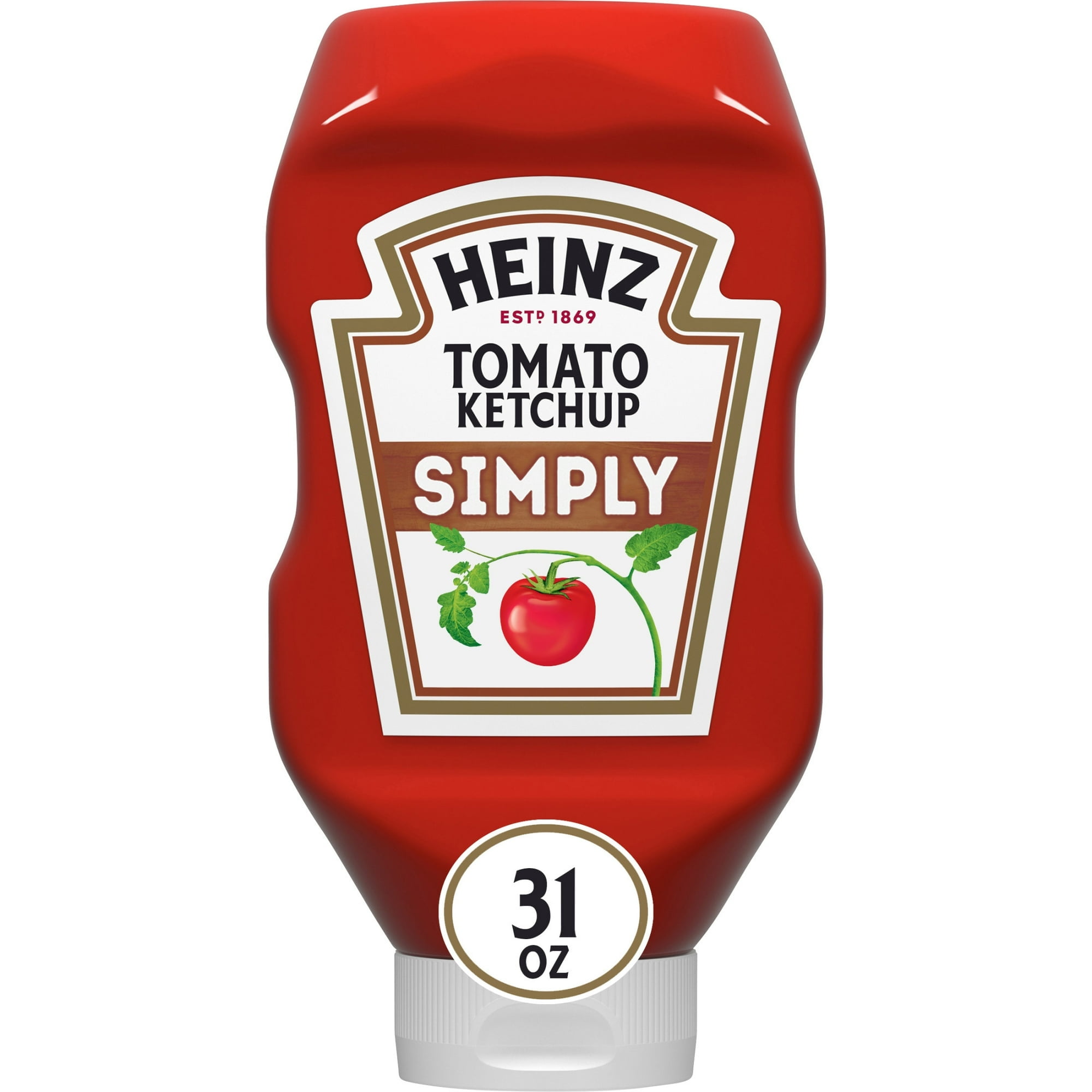 Heinz Simply Tomato Ketchup with No Artificial Sweeteners 31 oz Bottle (Pack of 4)