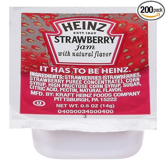 Heinz Single Serve Strawberry Jam (200 ct Casepack)