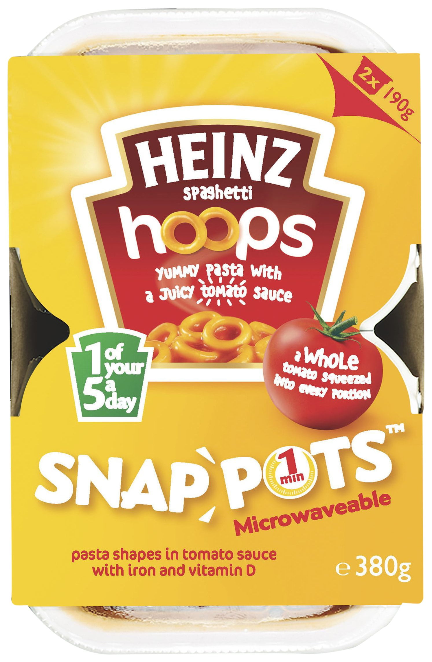Heinz Spaghetti Hoops Snap Pots (2X190g) 380G