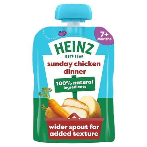 Heinz Sunday Chicken Dinner Baby Food Pouch 7+ Months 130g, British Import (Pack of 2)