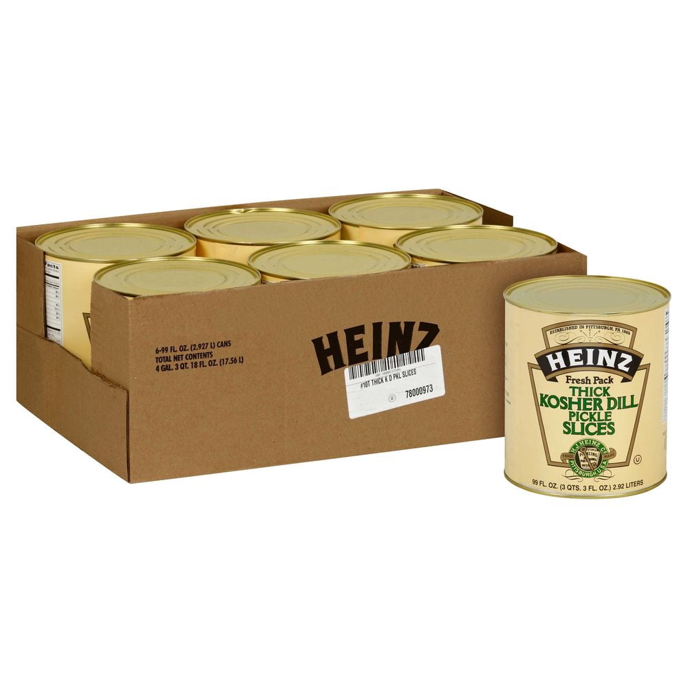 Heinz Thick Slice Crinkle Cut Dill Pickle, 99 Fluid Ounce 6 per Case.