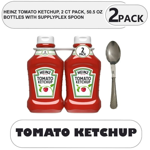 Heinz Tomato Ketchup, 2 ct Pack, 50.5 oz Bottles with supplyplex spoon