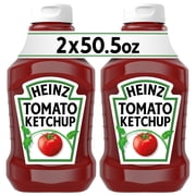 Heinz Tomato Ketchup Squeeze Bottle, 2 Bottles, for Easy Sharing and Easy Serving, Gluten-Free, 50.5 oz
