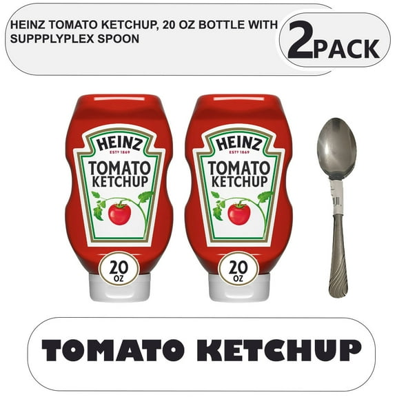 Heinz Tomato Ketchup, 20 oz Bottle with suppplyplex spoon
