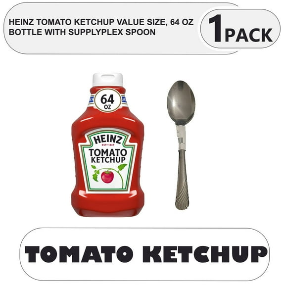 Heinz Tomato Ketchup Value Size, 64 oz Bottle with supplyplex spoon