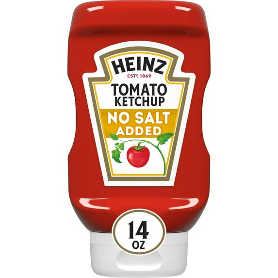 Heinz Tomato Ketchup with No Salt Added 14 oz Bottle (Pack of 4)
