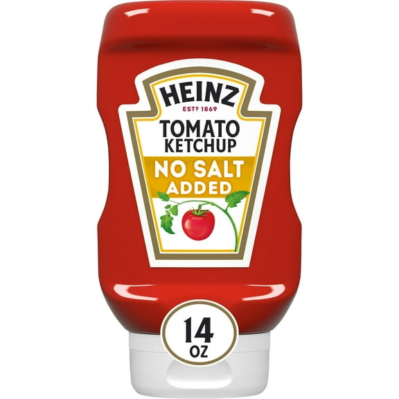 Heinz Tomato Ketchup with No Salt Added 14 oz Bottle (Pack of 4)