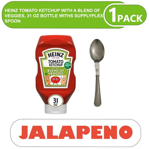 Heinz Tomato Ketchup with a Blend of Veggies, 31 oz Bottle withs supplyplex  spoon