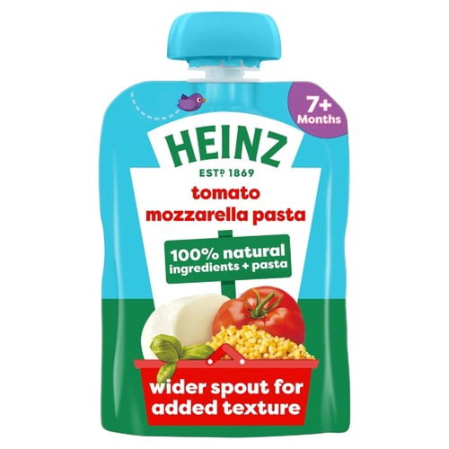 Heinz Tomato Mozzarella Pasta Shapes Baby Food Pouch 7+ Months 130g, British Import (Pack of 2)