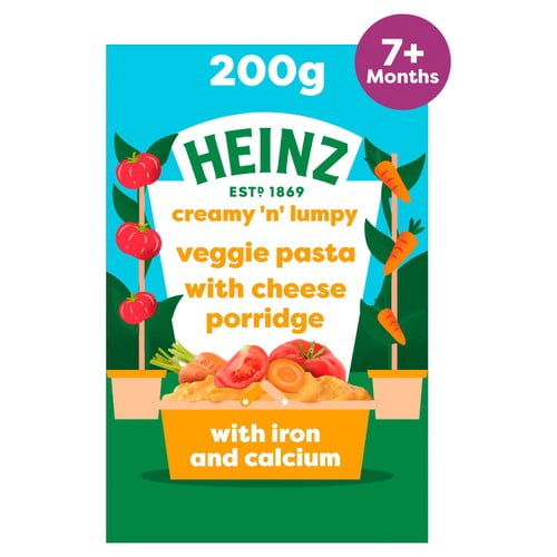 Heinz Veggie Pasta Cheese Porridge Baby Food 7+ Months 200g, British Import (Pack of 2)