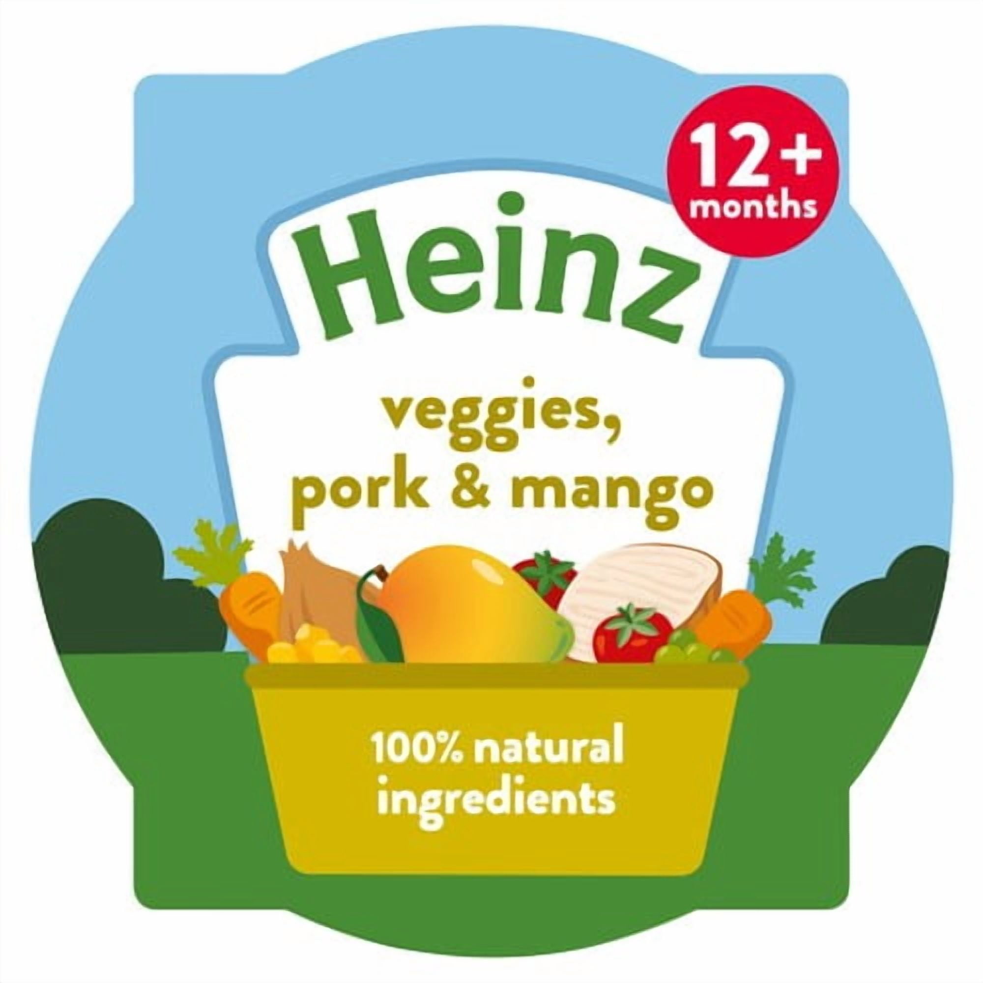 Heinz Veggies, Pork & Mango Baby Food Tray 1+ Year 200g, British Import (Pack of 2)