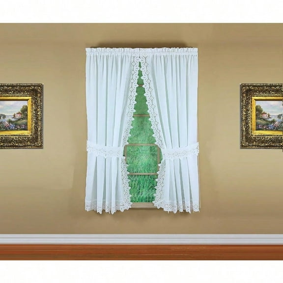 Heirloom Battenberg Eyelet Panel Pair 63 White 4PieceSet 80 W X 63 L