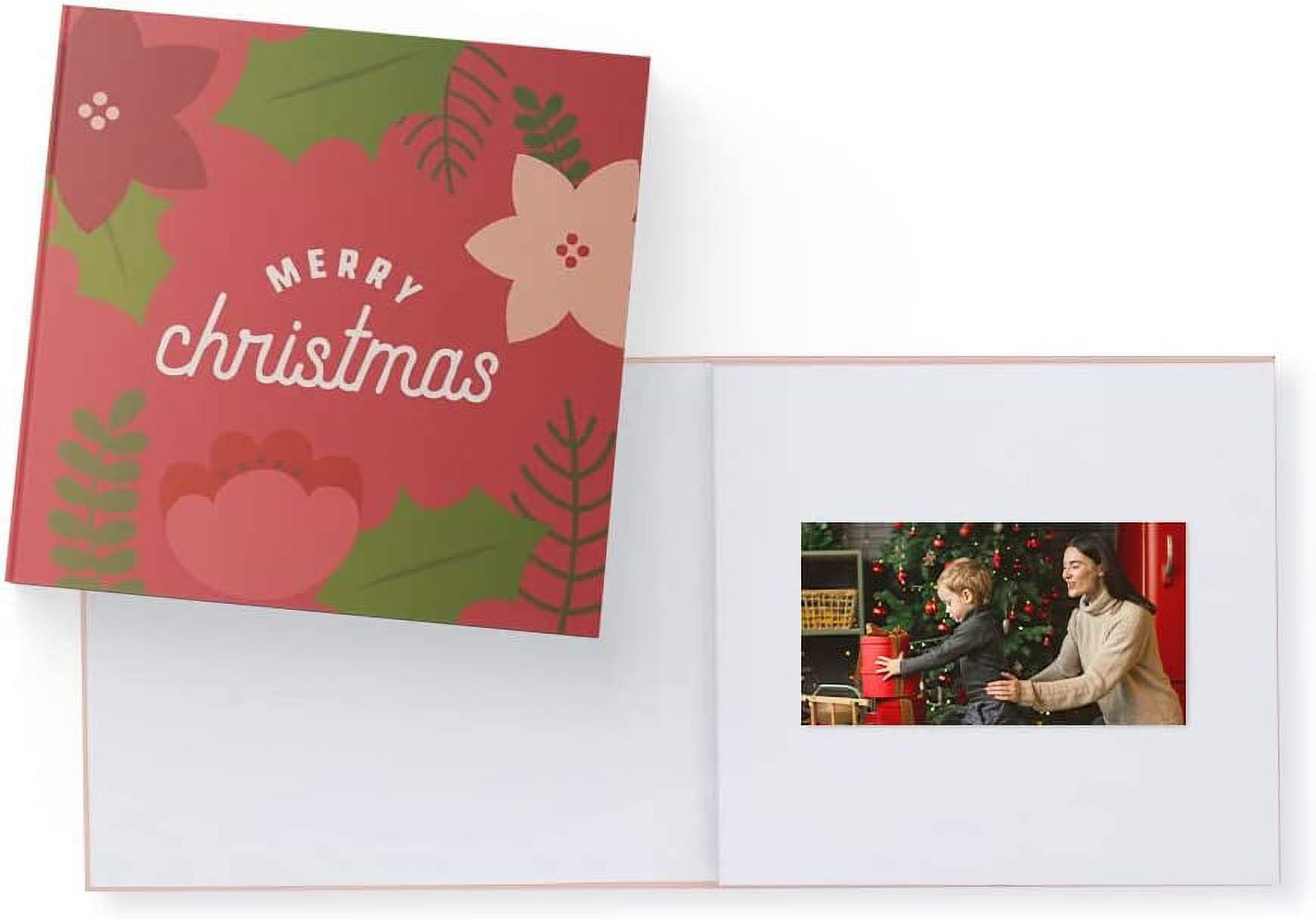Heirloom Christmas Red Video Book - Create Your Own Digital Greeting Card Gift with Your Memories - Anniversary, Christmas, Wedding - Plays 20 Minutes of Video and Photos