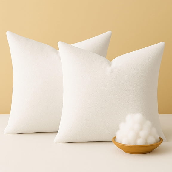 Heirloom Comfort Square Pillow Inserts (Pack of 2, 16"x16", White, Polyester) - Indoor Decorative Throw Cushions for Sofa, Bedroom & Lounge - Plush Back Support & Home Dcor Accent